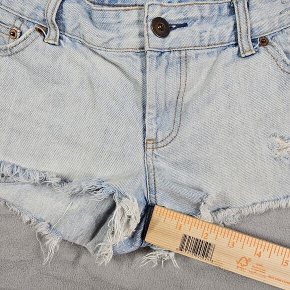 Vtg American Eagle Shorts Womens 8 Distressed Denim Micro Mini Y2K Low Rise - Picture 10 of 12